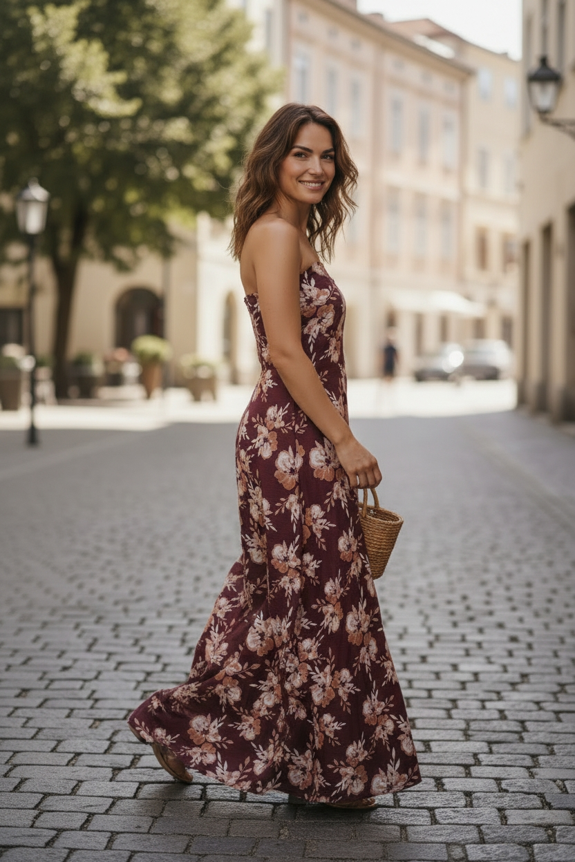 2-Piece Printed Lawn Unstitched Suit - Classic Brown & White Floral Design