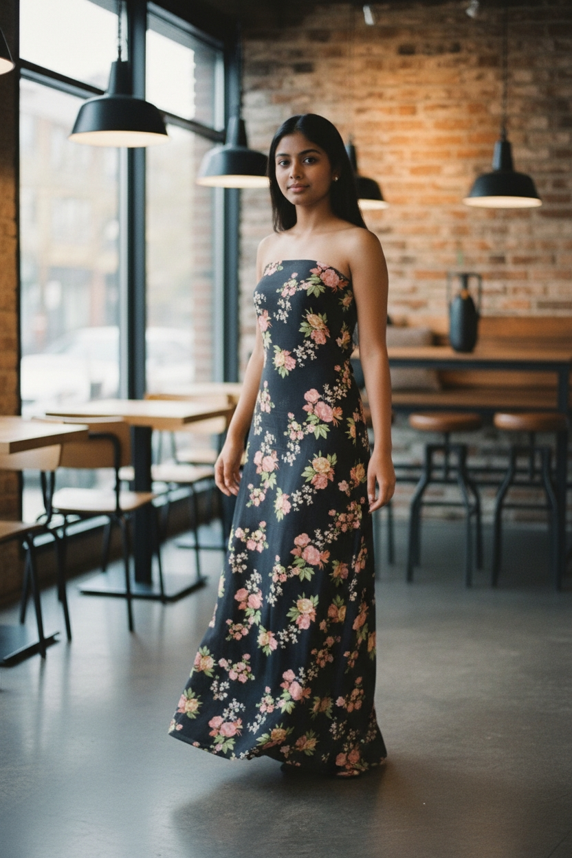 2-Piece Printed Lawn Unstitched Suit - Classic Black Blue Floral Design