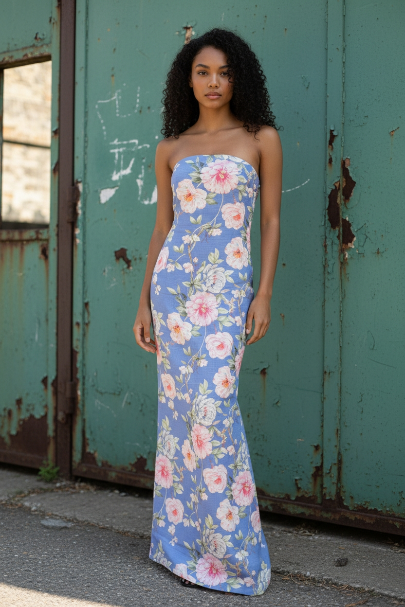 2-Piece Printed Lawn Unstitched Suit - Classic Sky Blue & White Floral Design