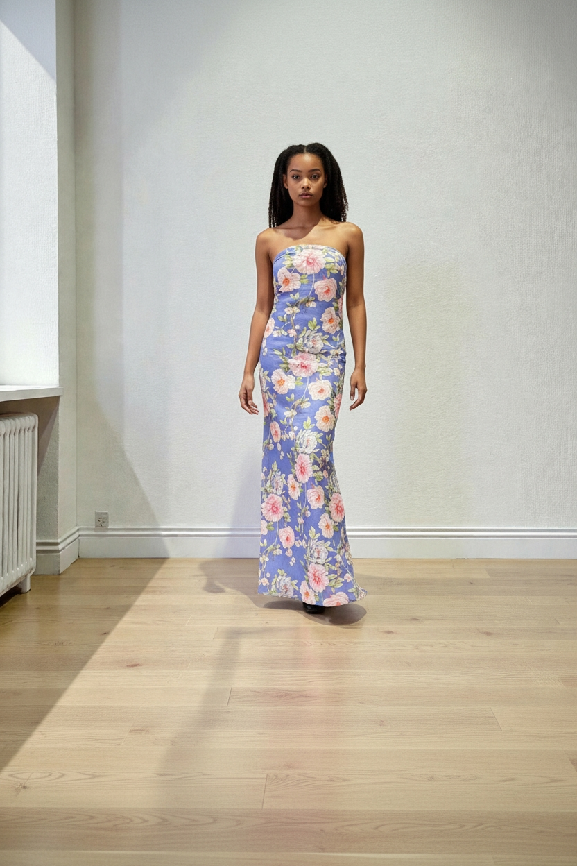 2-Piece Printed Lawn Unstitched Suit - Classic Sky Blue & White Floral Design