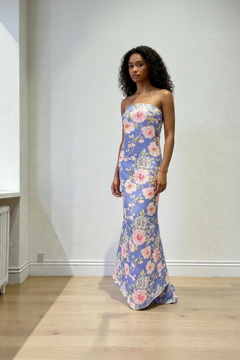 2-Piece Printed Lawn Unstitched Suit - Classic Sky Blue & White Floral Design