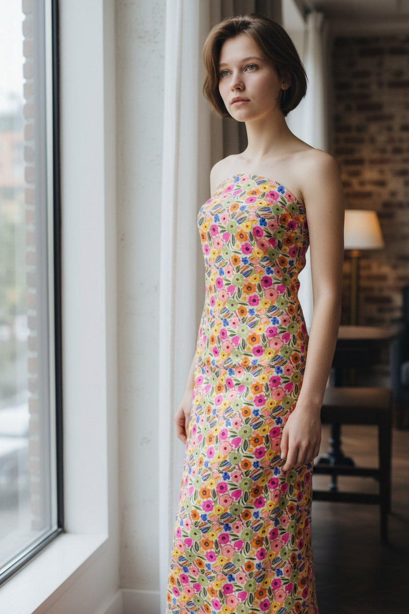 2-Piece Printed Lawn Unstitched Suit - Classic Skin Multicolor Floral Design