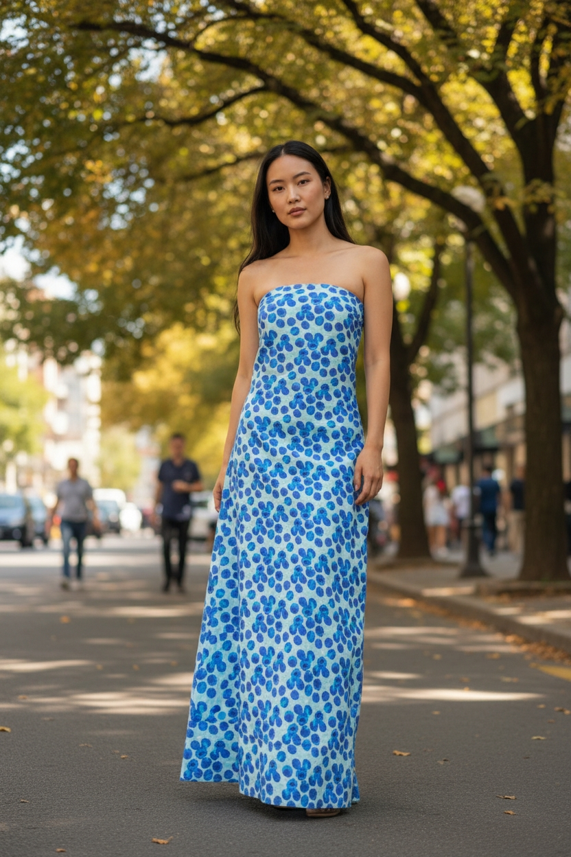 2-Piece Printed Lawn Unstitched Suit - Classic Lite & Dark Blue Floral Design