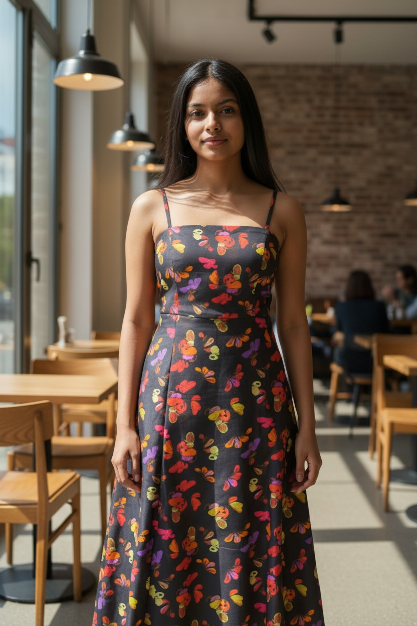 2-Piece Printed Lawn Unstitched Suit - Classic BLack & Multicolor Floral Design